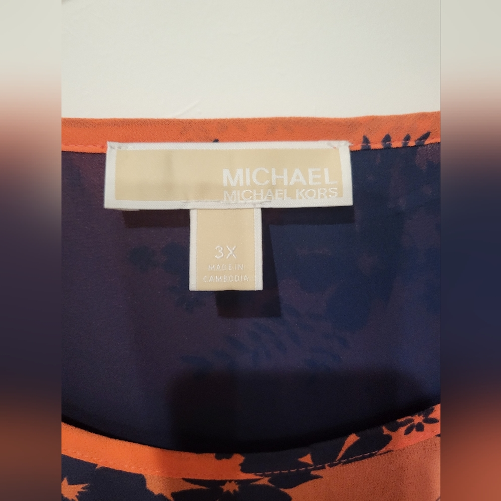 MICHAEL Michael Kors Navy Blue Sheer Tie-Front Blouse - Picture 4 of 5